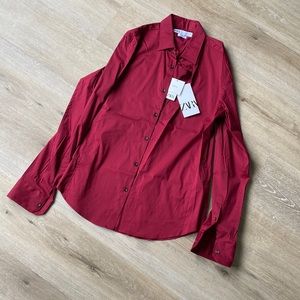Zara BRAND NEW Slim fit stretch shirt, amazing burgundy color